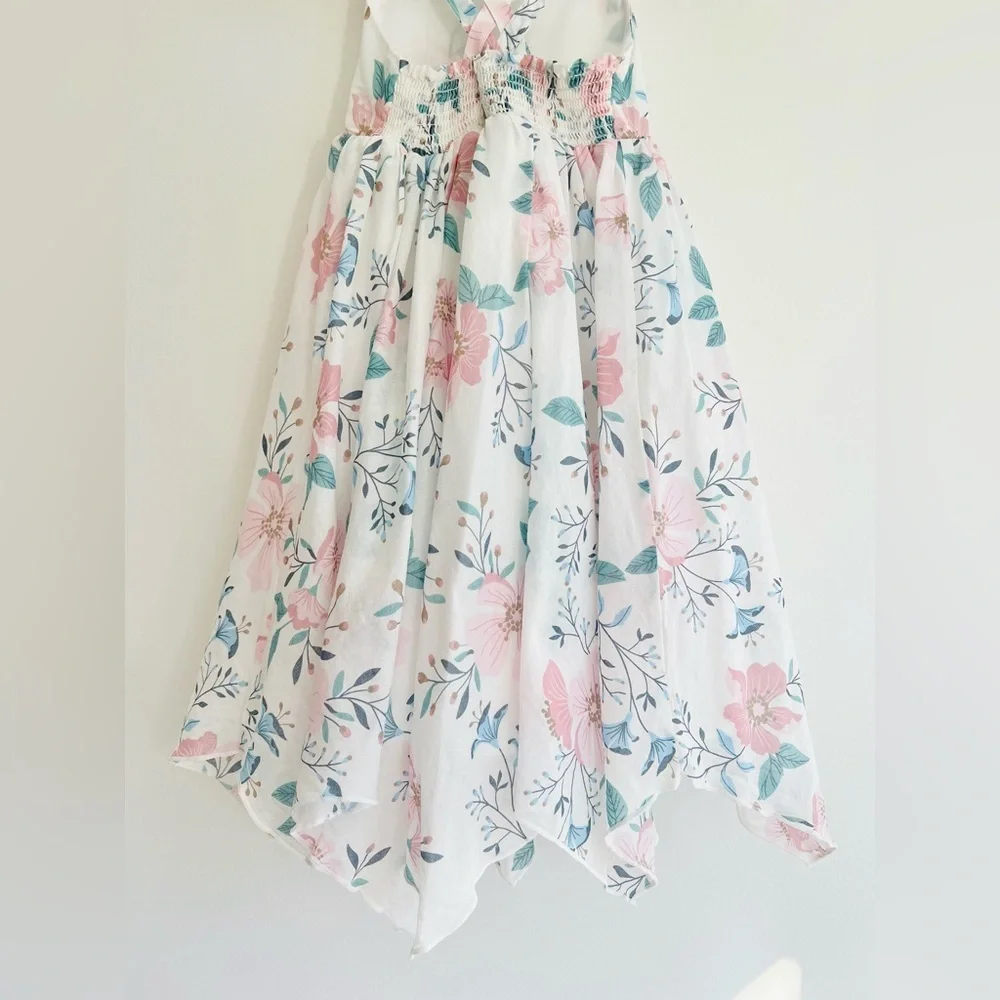 Rachel Zoe White Handkerchief Sundress with Pink & Teal Floral Print | Girls 3T